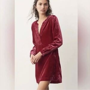 Anthropologie Melody maroon velvet tunic dress